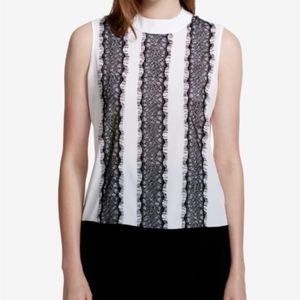 Calvin Klein Black Lace Trim Sleeveless Tank Top M